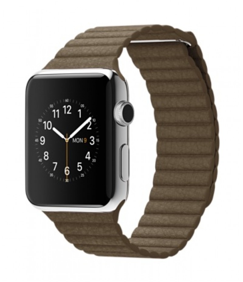 Apple Watch 42мм Stainless Steel Светло-коричневый кожаный ремешок